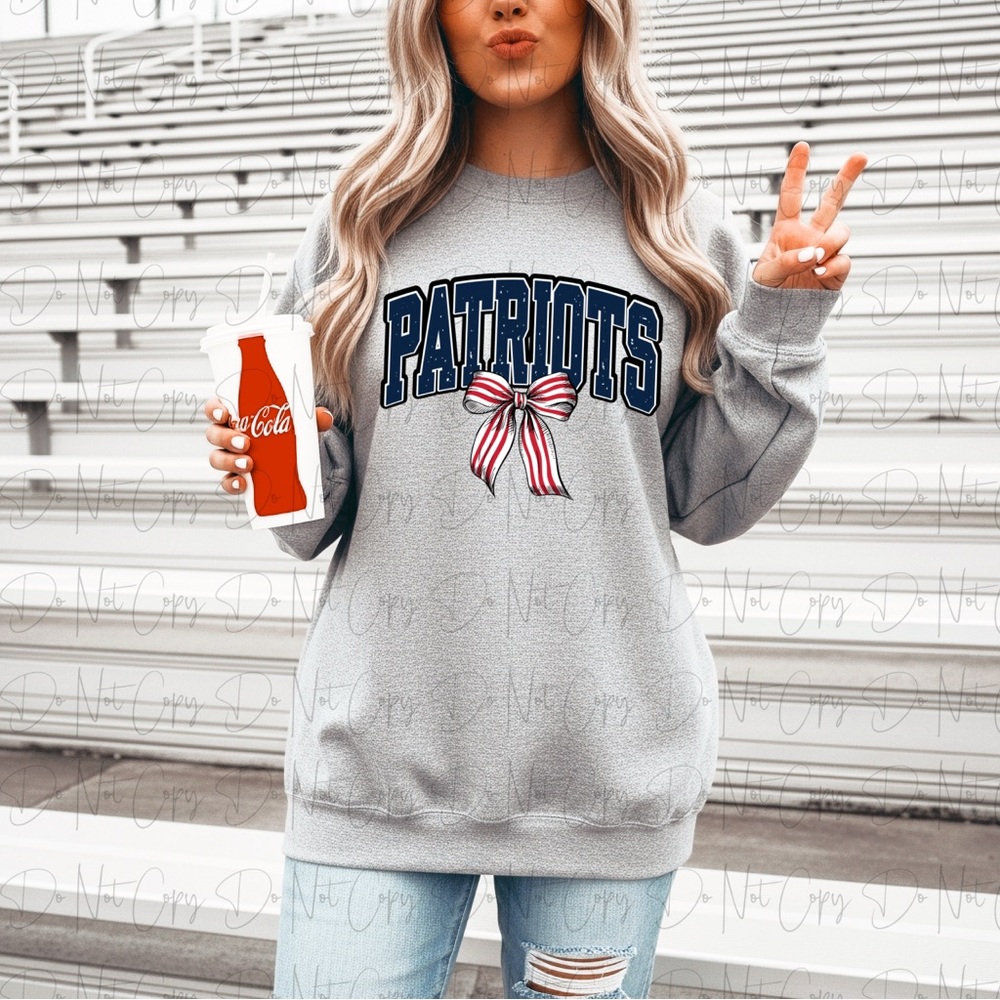Gray Patriots Sweatshirt with Bow Detail
